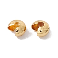 Brass Crimp Beads Covers, Cadmium Free & Lead Free, Real 18K Gold Plated, 7.5x7x5mm, Hole: 3mm(KK-P219-05C-G02)