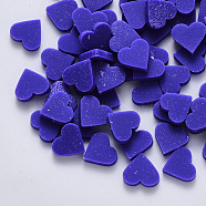 Handmade Polymer Clay Cabochons, Heart, Dark Violet, 8~9x9x1~2.5mm, about 350pcs/50g.(X-CLAY-R084-16-01)