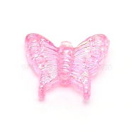 Transparent Acrylic Beads, Butterfly, Pink, 13x15.5x4.5mm, Hole: 1.5mm(OACR-CJC0004-03D)