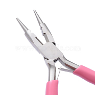 45# Carbon Steel Jewelry Pliers, Round Nose Pliers, Wire Cutter, Ferronickel, Pink, 122x80x9mm(PT-L007-07FA)