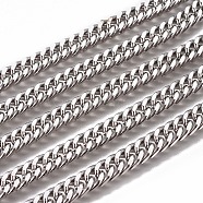 3.28 Feet Handmade 201 Stainless Steel Cuban Link Chains, Chunky Curb Chains, Twisted Chains, Unwelded, Faceted, Stainless Steel Color, 9x6x3mm, Wire: 1.4mm(X-STAS-F229-05C-P)