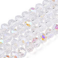 Electroplate Glass Beads Strands, AB Color Plated, Faceted, Rondelle, Clear AB, 6x5mm, Hole: 1mm, about 85~88pcs/strand, 16.1~16.5 inch(41~42cm)(EGLA-A034-T6mm-B33)