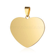 201 Stainless Steel Stamping Blank Tag Pendants, Manual Polishing, Heart, Golden, 38.5x35x2mm, Hole: 4x7mm(STAS-S105-T590-35-2)