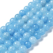 Natural Jade Imitation Aquamarine Beads Strands, Round, Dyed, Light Sky Blue, 8mm, Hole: 1.2mm, about 48pcs/strand, 14.57~14.69''(37~37.3cm)(G-B046-08A)