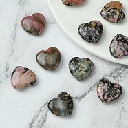 Natural Rhodonite Heart Palm Stone, Pocket Stone for Energy Balancing Meditation, 20x20x6.5mm(G-YW0001-54)