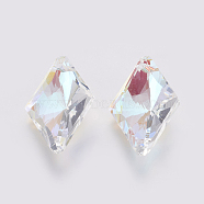 K9 Glass Rhinestone Pendants, Imitation Austrian Crystal, Faceted, Rhombus, Sunshine, 27x17x8.5mm, Hole: 1.6mm(GLAA-K034-I03)