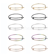 10Pcs 5 Color Adjustable Ion Plating(IP) 304 Stainless Steel Expandable Bangle Making, Mixed Color, Inner Diameter: 2-3/8 inch(6.1cm)~2-1/2 inch(6.2cm), 2pcs/Color(BJEW-LS0001-01)