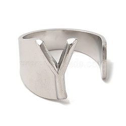 Non-Tarnish 201 Stainless Steel Finger Rings, Letter Y, Inner Diameter: 18mm(RJEW-H223-04P-Y)