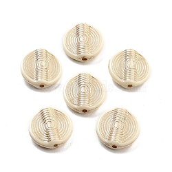 Plating Acrylic Beads, Golden Metal Enlaced, Flat Round with Looped Grain, Blanched Almond, 16x5mm, Hole: 1.5mm, 702pcs/500g(OACR-Q084-04A)