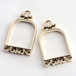 Rack Plating Alloy Open Back Bezel Pendants, For DIY UV Resin, Epoxy Resin, Pressed Flower Jewelry, Hollow, Birdcage, Cadmium Free & Nickel Free & Lead Free, Golden, 32x18x3.5mm, Hole: 3mm(PALLOY-S047-17E-FF)