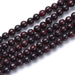 Natural Bloodstone Beads Strands, Heliotrope Stone Beads, Round, 12mm, Hole: 1mm, about 31~32pcs/strand, 15.3 inch(38.3~38.5cm)(G-R412-06-12MM)