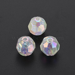 Transparent Acrylic Beads, AB color Plated, Faceted, Round, Clear AB, 14.5mm, Hole: 2.5mm(PACR-T011-06)