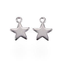 201 Stainless Steel Charms, Star, Stainless Steel Color, 10x8.5x0.8mm, Hole: 1mm(STAS-F039-04A-P)