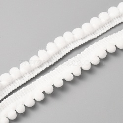 Polyester Lace Trim, Single Edge with Pom Poms Ball Trimming, Garment Accessories, White, 1/2 inch(12mm), 50 yards/bundle(OCOR-WH0073-94C)