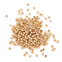 Brass Beads, Round, Real 18K Gold Plated, 2.4x2mm, Hole: 1mm(KK-N254-43A-G)