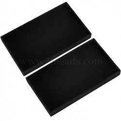 Rectangle Velvet Display Trays, Jewelry Rings, Necklaces, Earrings Organizer, Black, 21.5x12.5x2.3cm(ODIS-SP0002-23A)