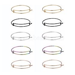 10Pcs 5 Color Adjustable Ion Plating(IP) 304 Stainless Steel Expandable Bangle Making, Mixed Color, Inner Diameter: 2-3/8 inch(6.1cm)~2-1/2 inch(6.2cm), 2pcs/Color(BJEW-LS0001-01)