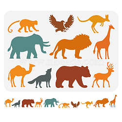 Plastic Drawing Painting Stencils Templates, for Painting on Scrapbook Fabric Tiles Floor Furniture Wood, Rectangle, Animals, 29.7x21cm(DIY-WH0396-707)