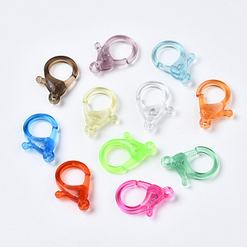 Transparent Acrylic Lobster Claw Clasps, Mixed Color, 25.5x18x6mm, Hole: 1.8mm