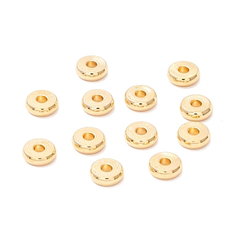 202 Stainless Steel Beads, Disc/Flat Round, Real 18K Gold Plated, 6x2mm, Hole: 2mm