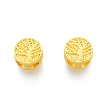 Alloy Beads, Flat Round with Tree of Life, Matte Gold Color, 8.5x5.5mm, Hole: 2.5x3mm