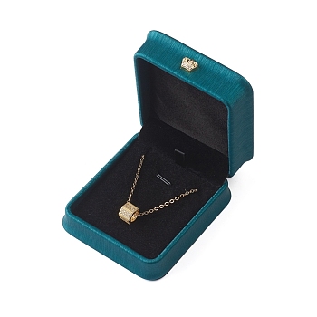 PU Leather Pendant Storage Box, Plush Interior Gift Case, for Jewelry Showcase Pendant Holder, Dark Cyan, 8.5x7.3x3.8cm