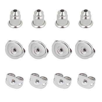 304 Stainless Steel Ear Nuts, Bullet Earring Backs, Stainless Steel Color, 180pcs/box