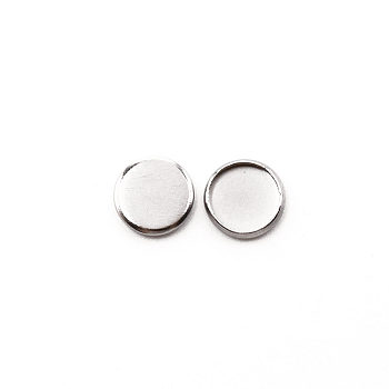 304 Stainless Steel Cabochon Settings, Flat Round, Stainless Steel Color, Tray: 8.5mm, 10x1.8mm
