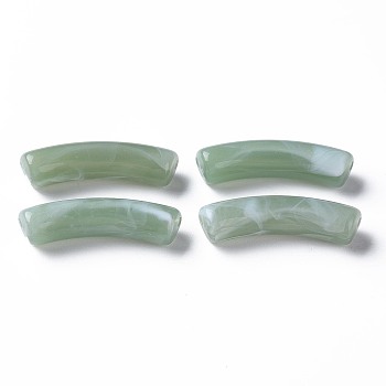 Two Tone Acrylic Beads, Imitation Gemstone, Curved Tube, Dark Sea Green, 31x9.5x7.5mm, Hole: 1.8mm, about 345pcs/500g