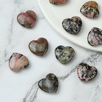 Natural Rhodonite Heart Palm Stone, Pocket Stone for Energy Balancing Meditation, 20x20x6.5mm