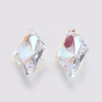 K9 Glass Rhinestone Pendants, Imitation Austrian Crystal, Faceted, Rhombus, Sunshine, 27x17x8.5mm, Hole: 1.6mm