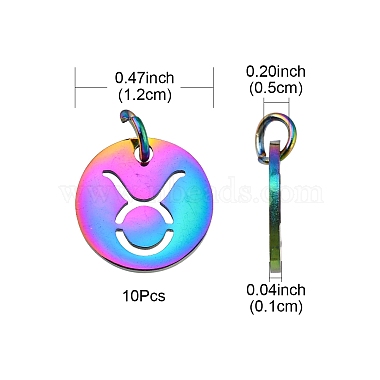 12Pcs 12 Style Rainbow Color Ion Plating(IP) 201 Stainless Steel Charms(STAS-YW0001-32)-4