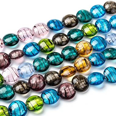 20mm Mixed Color Flat Round Silver Foil Beads