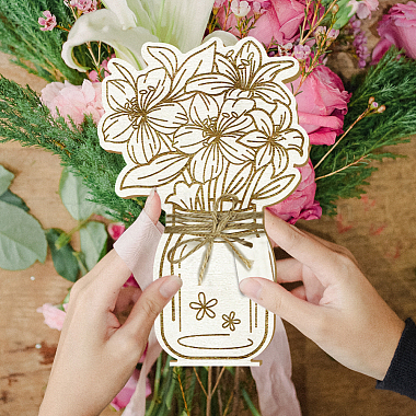 Wood Flower Bouquet Greeting Card(AJEW-WH0441-004)-6