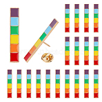 20Pcs Pride Rainbow Color Rectangle Enamel Pins, Alloy Brooches for Clothes Backpack, Colorful, 34x6mm(JEWB-FH0001-77)