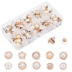 1-Hole Plastic Buttons, with Imitation Pearls and Rhinestone, Half Round & Flower & Flat Round, White, 10~13x10~13x9~11mm, Hole: 2.5mm, 100pcs/set(BUTT-WH0020-11)