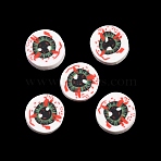 Halloween Handmade Polymer Clay Cabochons, Flat Round with Eyeball, Green, 4.8~5.3x0.2~0.6mm, about 26315pcs/500g(CLAY-A007-04A)