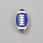 Zinc Alloy Enamel Beads, Golden, Rugby, Blue, 19x11x3.5mm, Hole: 1.6mm(FIND-CJC0437-006A-05)