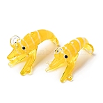 Handmade Lampwork Pendants, Shrimp Charms, Yellow, 19x35x18.5mm, Hole: 2.5x3mm(LAMP-Z013-02E)