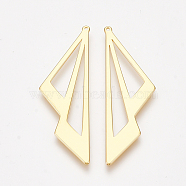 Brass Pendants, Double Triangle, Nickel Free, Real 18K Gold Plated, 39.5x12.5x1mm, Hole: 0.8mm(X-KK-S350-176)