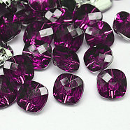 Taiwan Acrylic Rhinestone Buttons, Faceted, 1-Hole, Square, Purple, 28x28x11mm, Hole: 2mm(BUTT-F018-28mm-05)