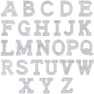 Alphabet Resin Rhinestone Patches, Letter A~Z Iron/Sew on Appliques, Costume Accessories, for Clothes, Bag Pants, Silver, 43.5~50x20~51x3mm, 26pcs/set, 1 set/box(DIY-GF0009-18A)