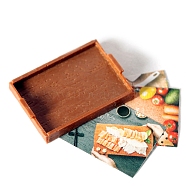 Mini Resin Rectangle Tray with Paper Placemat Model, Micro Landscape Dollhouse Accessories, Pretending Prop Decorations, Sienna, 42x30x5mm(PW-WG1A03F-03)