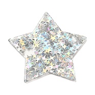Acrylic with Paillettes Pendants, Star, Silver, 42.5x45.5x2mm, Hole: 1.6mm(MACR-M028-04D)