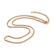 Vacuum Plating 304 Stainless Steel Box Chain Necklaces, with Lobster Claw Clasps, Golden, 18-1/8 inch(45.9cm)(NJEW-JN03232)