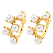 Rack Plating Brass ABS Imitation Pearl Clip-on Earrings, Cadmium Free & Lead Free, Long-Lasting Plated, Real 18K Gold Plated, 13x8mm(EJEW-B061-10G)