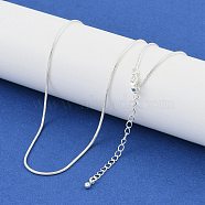 Brass Round Snake Chain Necklaces, 925 Sterling Silver Plated, 18.11x0.47 inch(460x12mm)(NJEW-U008-02S)