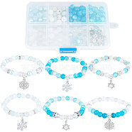 DIY Snowflake Bracelet Making Kit, Including Glass Round Beads, Rhinestone Rondelle Spacer Beads, Alloy Pendants & European Tube Bails, Platinum, 209Pcs/box(BJEW-SC0001-08)