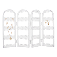 Plastic Earring Display Folding Screen Stands with 4 Folding Panels, Jewellery Earring Organizer Hanging Holder, Clear, 43.5x1.9x28.3cm(EDIS-WH0029-84B)