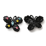 Alloy Pendant, with Glass, Electrophoresis Black, Lead Free & Cadmium Free, Butterfly Charm, Colorful, 19x24x6.5mm, Hole: 1.8mm(PALLOY-K001-086EB-02)